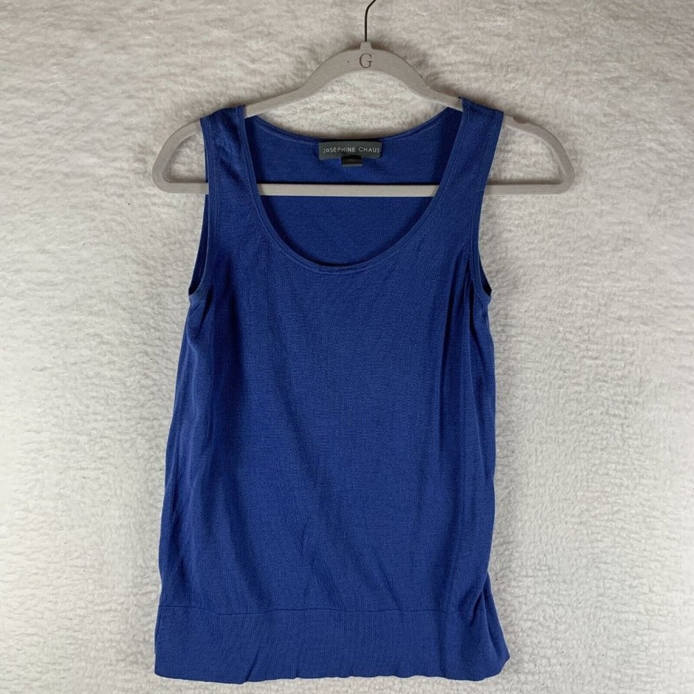 Josephine Chaus Tank Top Women's Small Blue Silk Scoop Neck Fitted Pullover 7453